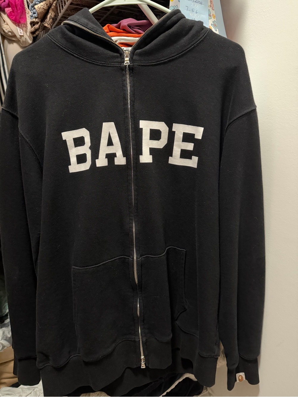 Bape Black Zip-Up Hoodie with White BAPE Logo